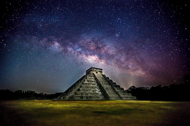 Milky Way, Pyramid, Mexico, , Chichen Itza, Yucatán, HD wallpaper