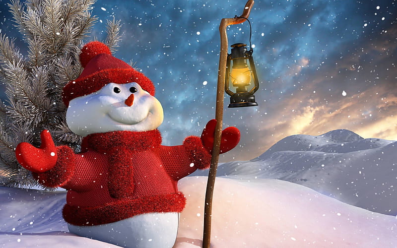 new year, snowman, winter, snow, holiday, holy, HD wallpaper