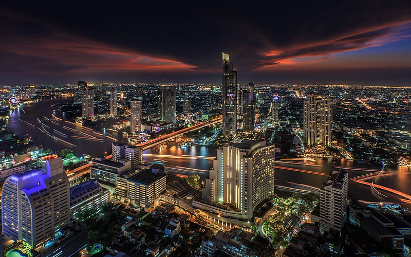Thailand, Bangkok, night cityscape, modern buildings, skyscrapers, city  lights, HD wallpaper | Peakpx
