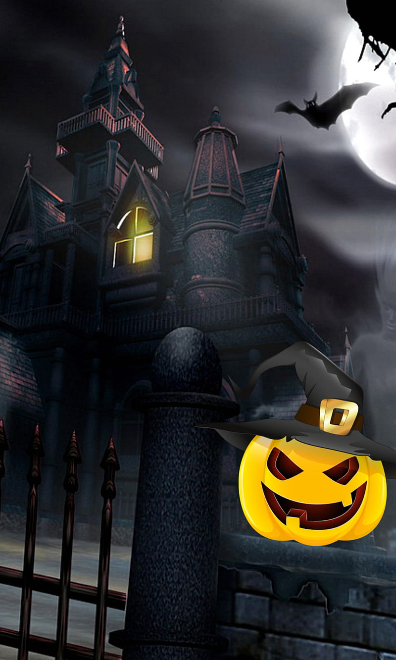 halloween, dark, ghost, home, night, pumpkin, HD phone wallpaper