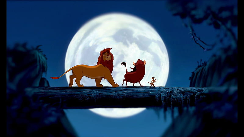 Cartoon Lion With Background Of Moon Disney, HD wallpaper