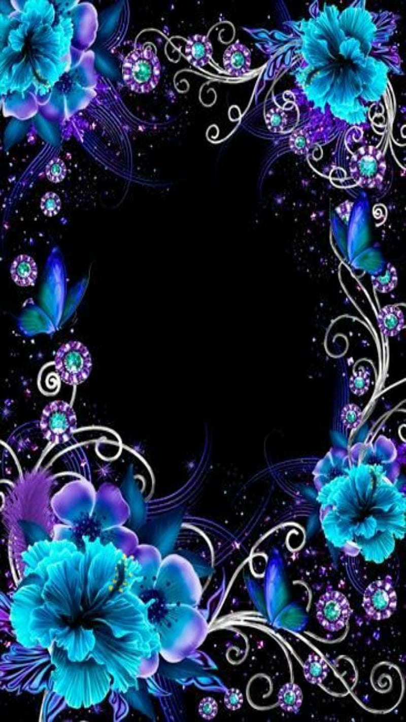 Blue Flower Frame, blues, floral, flowers, HD phone wallpaper | Peakpx