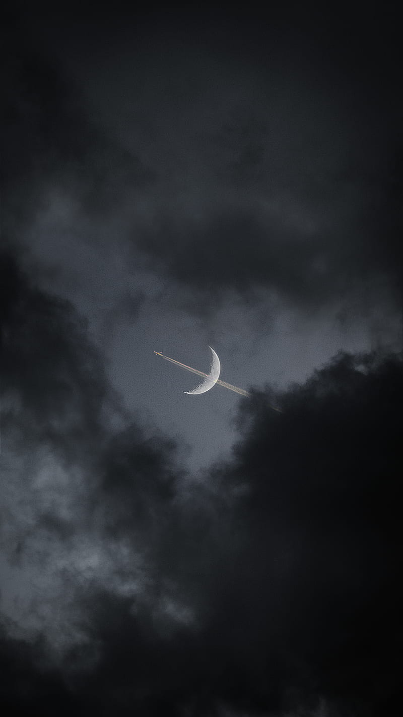 white airplane in mid air under gray clouds, HD phone wallpaper