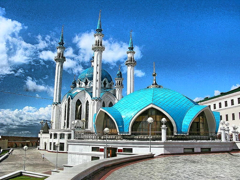 Beautiful Blue Mosque, kurd, zaxo, peace, islam, duhok, slemani, mosque, love, hewler, god, HD wallpaper