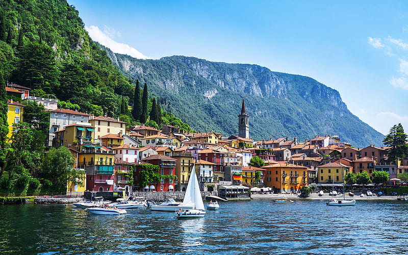 mountain lake, travel, italian lake, mountains, Lombardy, Italian Alpes, Northern Italy, HD wallpaper