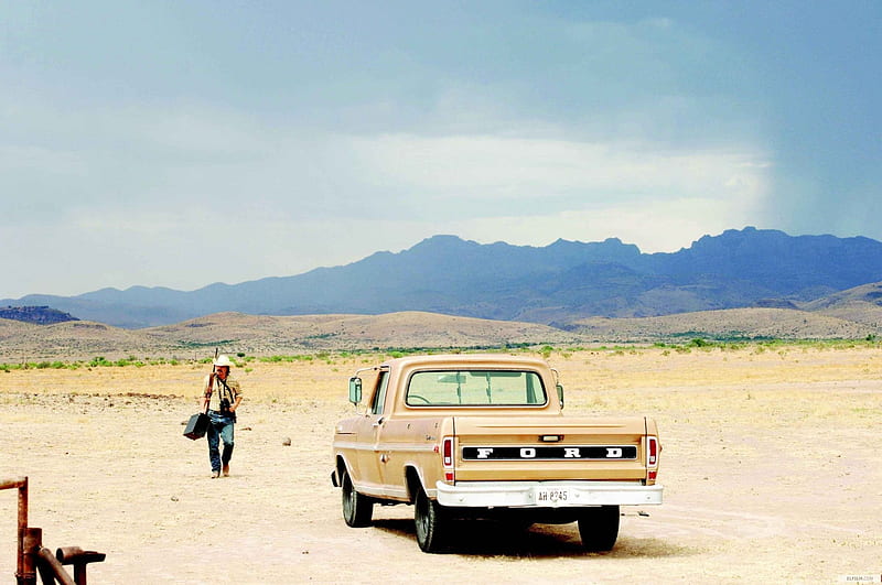 Manly Josh Brolin, Range, Cowboy, Ford Truck, Hot, Male, Light, Mts, Sky, dark, Shotgun, Horizon, HD wallpaper
