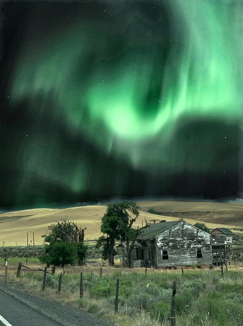 Aurora Borealis, Wanderlust, farm, green, light, nature, north, rural ...