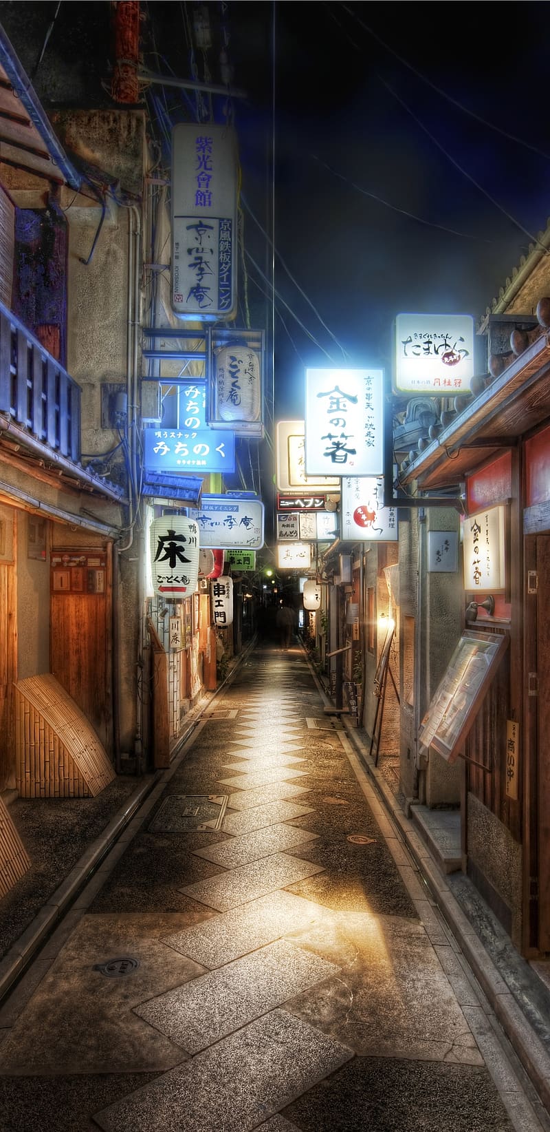 Cities, Night, Alley, Lantern, Japan, Kyoto, HD phone wallpaper