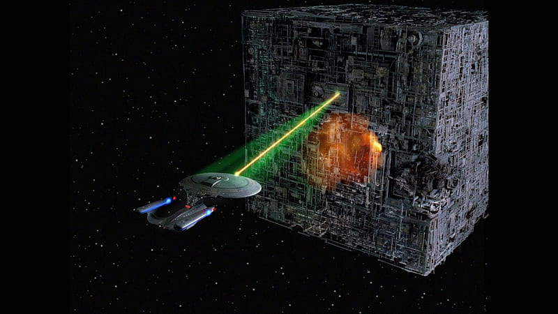 Borg Encounter From Q-Who, the next generation, star trek, enterprise, borg, HD wallpaper