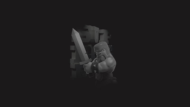 Clash Of Clans Barbarian , clash-of-clans, supercell, games, 2017-games, black-and-white, monochrome, HD wallpaper