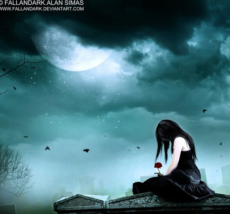 Love's the funeral of Hearts, sad, fantasy, lady, abstract, HD wallpaper