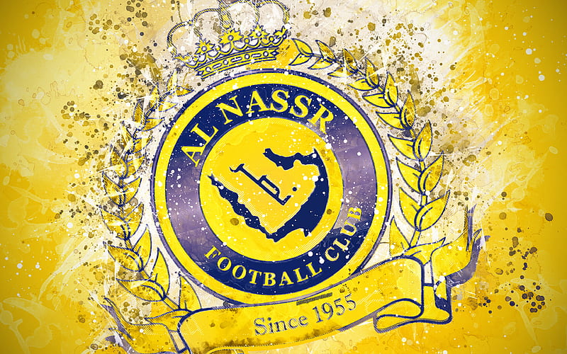Al-Nassr FC paint art, logo, creative, Saudi Arabian football team, Saudi Professional League, emblem, yellow background, grunge style, Riyadh, Saudi Arabia, football, HD wallpaper