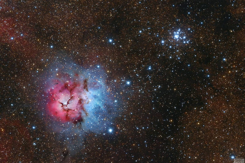 Messier 20 and 21, stars, cool, space, fun, galaxy, HD wallpaper