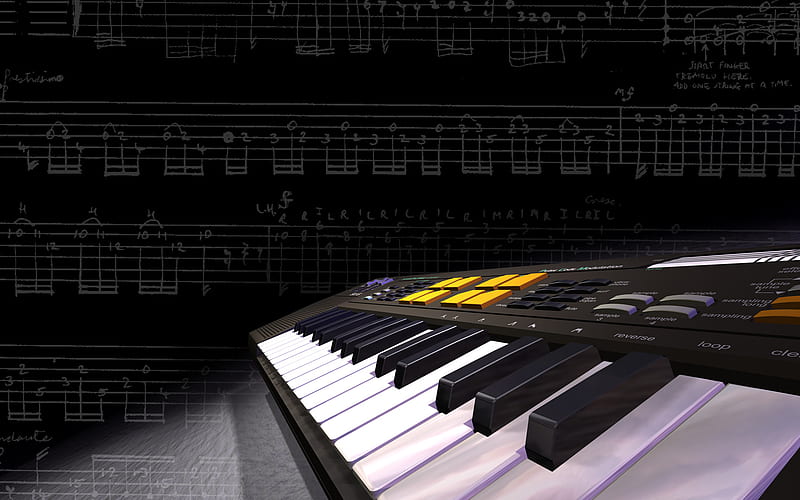 Keyboard Music Synthesizer !!!, 3d-art, dark, music, black, synthesizer, abstract, HD wallpaper