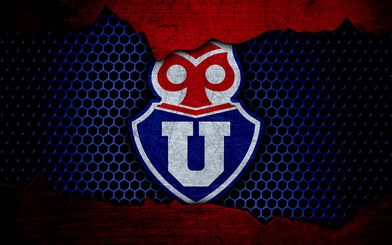 Universidad de Chile logo, Chilean Primera Division, soccer, football club, Chile, grunge, udechile, metal texture, Universidad de Chile FC, HD wallpaper