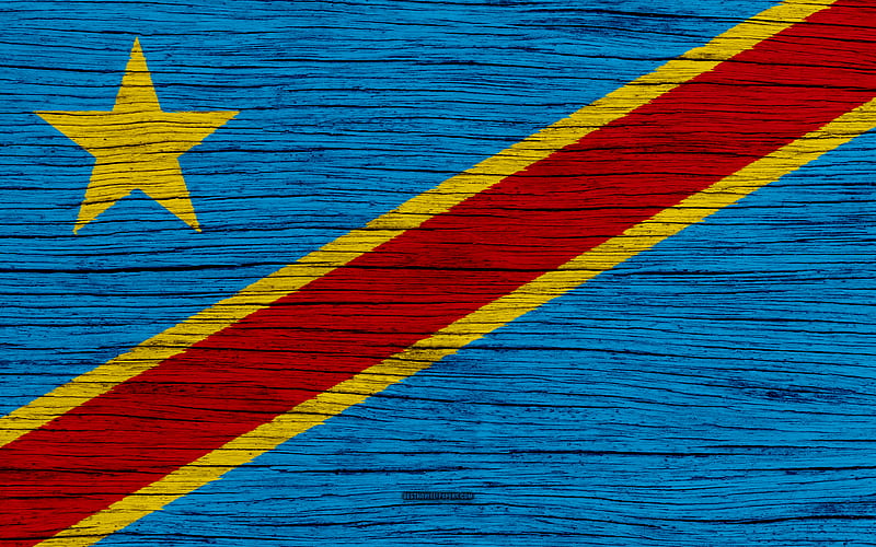 Flag of Democratic Republic of the Congo Africa, wooden texture, Congolese flag, national symbols, Democratic Republic of the Congo flag, art, Democratic Republic of the Congo, HD wallpaper