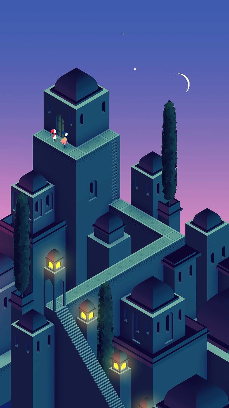 Monument Valley, city, tower, games, night, HD phone wallpaper | Peakpx