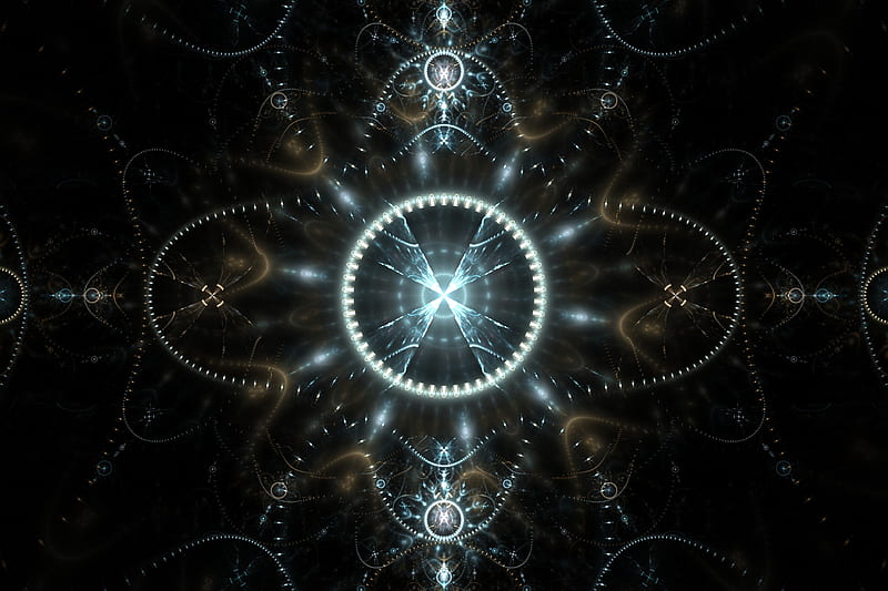 fractal, glow, lines, circles, abstraction, HD wallpaper
