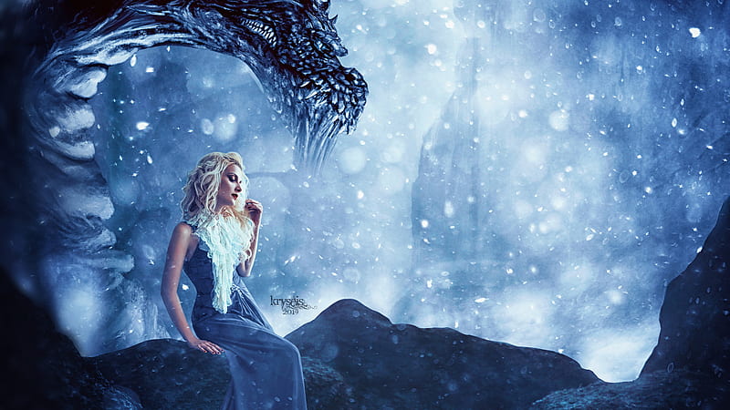 Daenerys Targaryen Dragon Fantasy Art, daenerys-targaryen, game-of-thrones-season-8, game-of-thrones, tv-shows, HD wallpaper