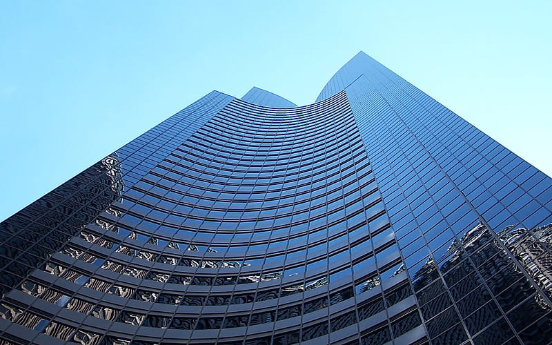Columbia Center, Seattle, glass building facade, modern buildings, skyscrapers, blue sky, Washington, USA, HD wallpaper