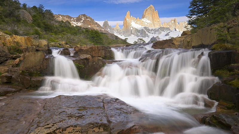 Rapids on a river in Patagonia in summer, rocks, mountains, raoids ...