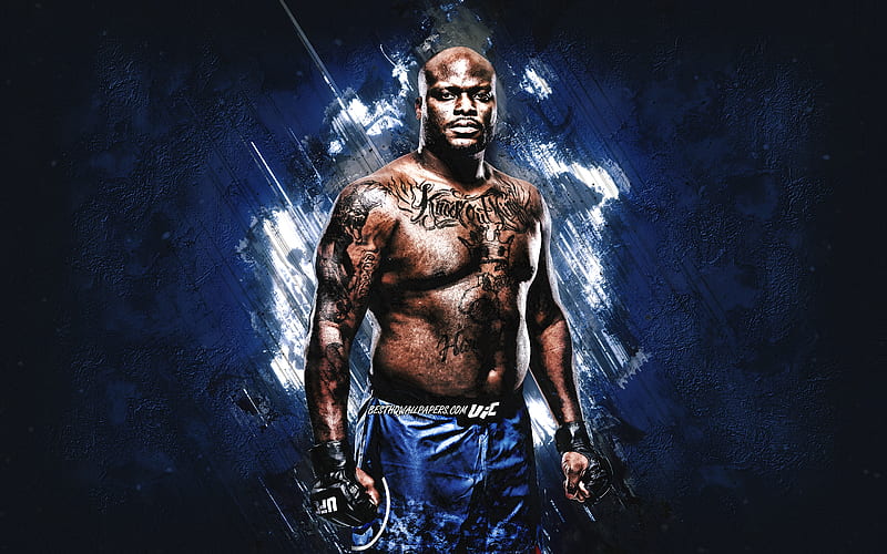Derrick Lewis, UFC, American fighter, portrait, Ultimate Fighting Championship, blue stone background, HD wallpaper