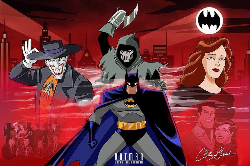 Batman, Batman: Mask of the Phantasm, Bat-Signal, Bruce Wayne, Gotham City, Joker, The Phantasm, HD wallpaper