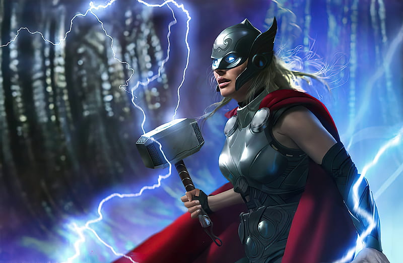 Jane Foster Thor 2021 , thor-love-and-thunder, thor, superheroes, movies, 2021-movies, artwork, natalie-portman, HD wallpaper