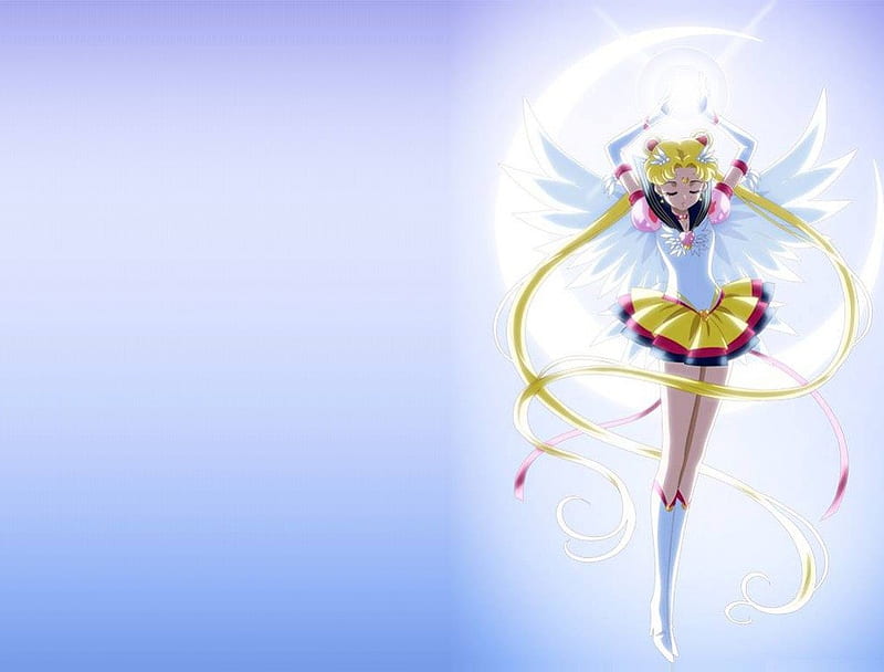 Sailor Moon, pretty, wing, sweet, serena, nice, anime, feather, beauty, anime girl, long hair, wings, lovely, twintail, blonde, sexy, cute, serenity, glow, blond, bonito, twin tail, magical girl, tsukino usagi, hot, blue, sailormoon, usagi, female, angel, blonde hair, twintails, usagi tsukino, plain, twin tails, princess serenity, blond hair, tsukino, girl, simple, princess, HD wallpaper