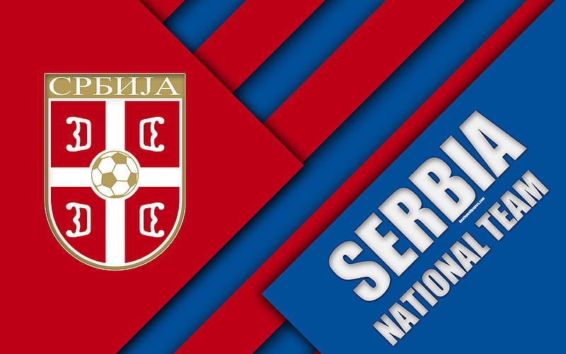 Serbia national football team emblem, material design, red blue abstraction, logo, football, Serbia, coat of arms, HD wallpaper