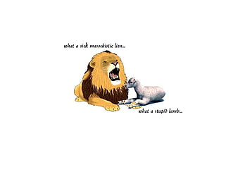 Lion and Lamb, masochistic lion, stupid lamb, simple, lamb, twilight, lion,  HD wallpaper | Peakpx