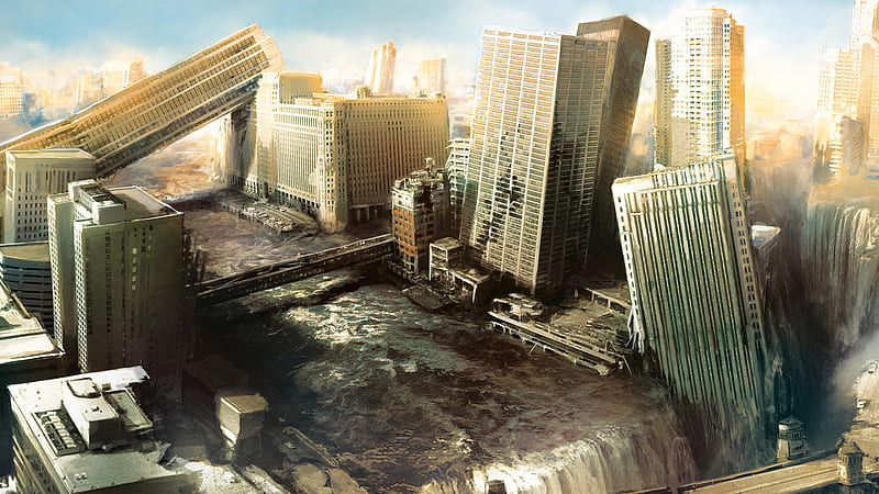 Apocalipse City, catastrophe, flooding, city, destroyed city, town, flood, HD wallpaper