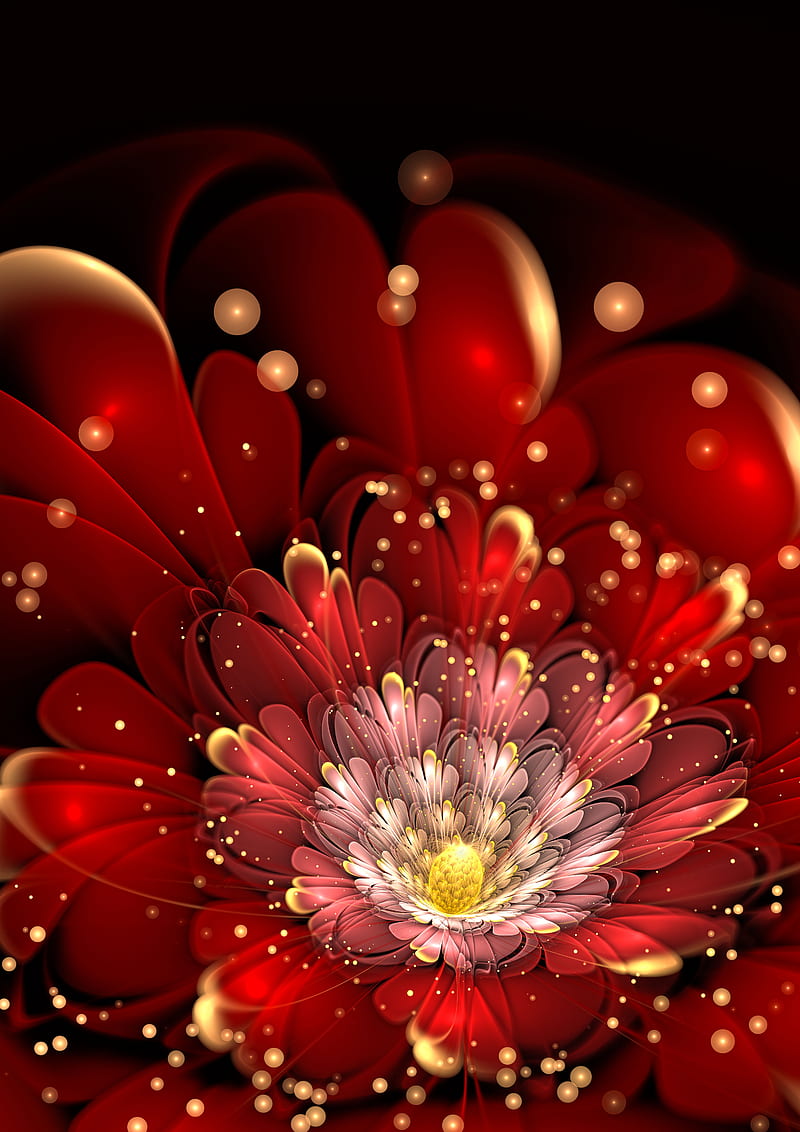 fractal, flower, glitter, forma, HD phone wallpaper
