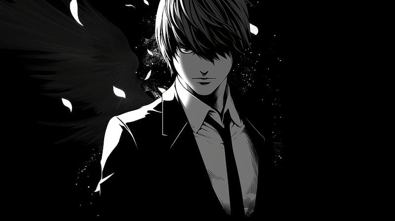 Ryuzaki, anime, black, death, death note, light, manga, ryuga