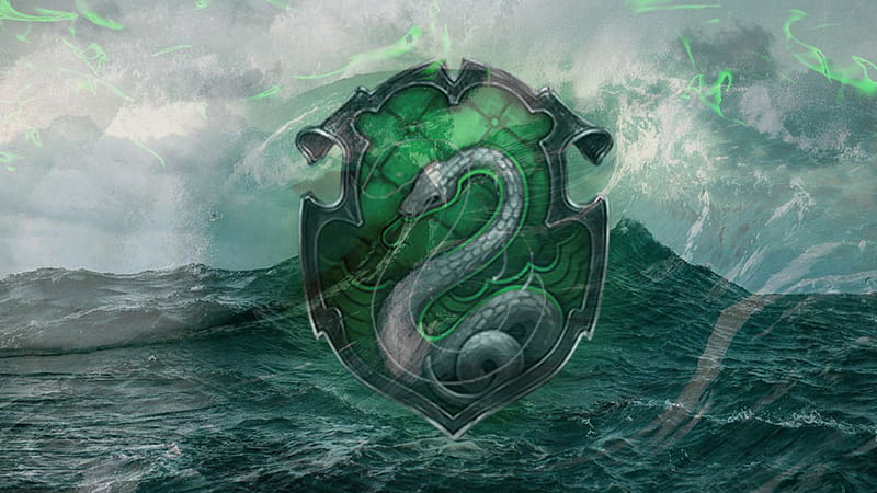 Slytherin Logo In Sea Background Slytherin, HD wallpaper