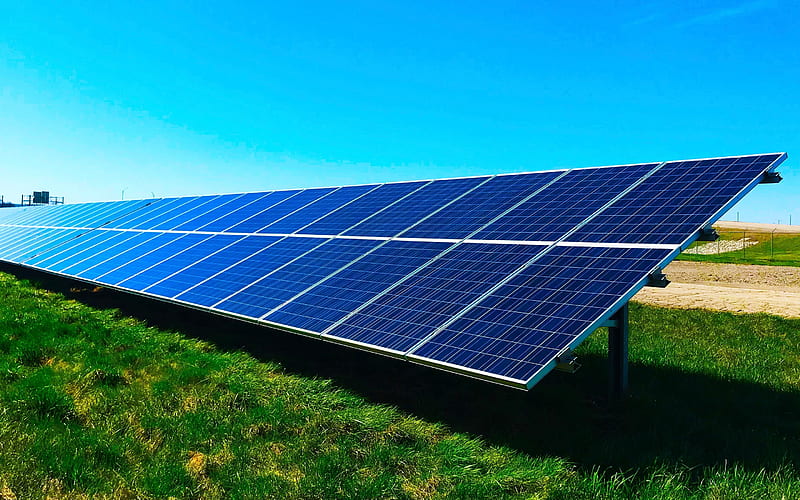 solar panels, solar energy, alternative energy sources, Solar panels on the ground, solar power plant, HD wallpaper