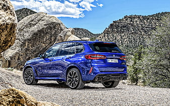 BMW X5 M Competition, 2020, rear view, exterior X5 2020, luxury SUV, new blue X5 M, german cars, BMW, HD wallpaper