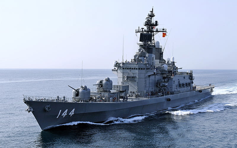 JDS Kurama, DDH-144, destroyer, Japanese warship, ocean, japan, Japan Maritime Self-Defense Force, JMSDF, Shirane-class destroyer, HD wallpaper