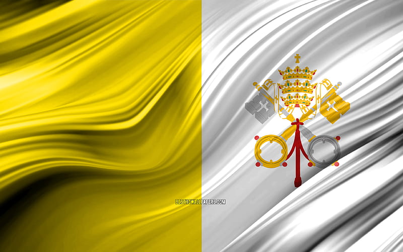 Vatican flag, European countries, 3D waves, Flag of Vatican, national symbols, Vatican 3D flag, art, Europe, Vatican, HD wallpaper
