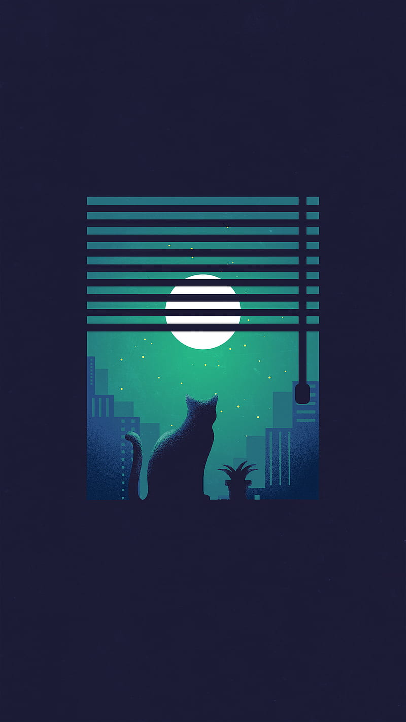 Lonely cat, abstract, art, city, desenho, funny, graphic, illustration ...