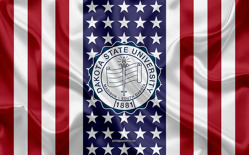 Dakota State University Emblem, American Flag, Dakota State University logo, Madison, South Dakota, USA, Dakota State University, HD wallpaper