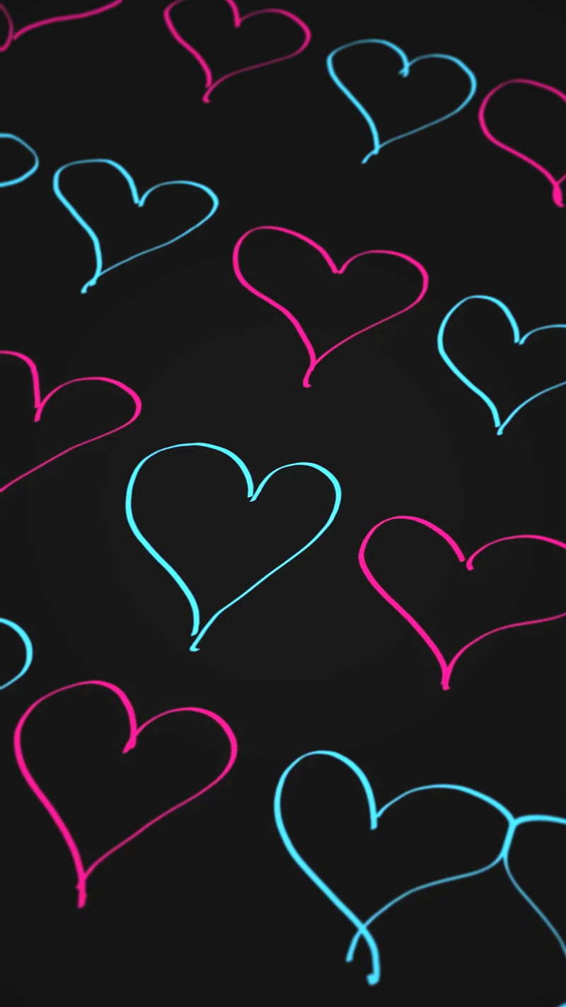 Blue pink hearts, blue, drawing, corazones, love, loveurhunny, pink, HD ...
