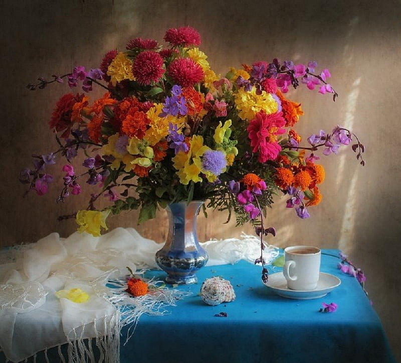 Bouquet of autumn flowers, still life, flowers, autumn, bouquet, HD wallpaper