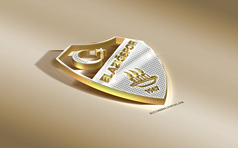Elazigspor, Turkish football club, golden silver logo, Elazig, Turkey, TFF First League, PTT 1 Lig, 3d golden emblem, creative 3d art, football, HD wallpaper