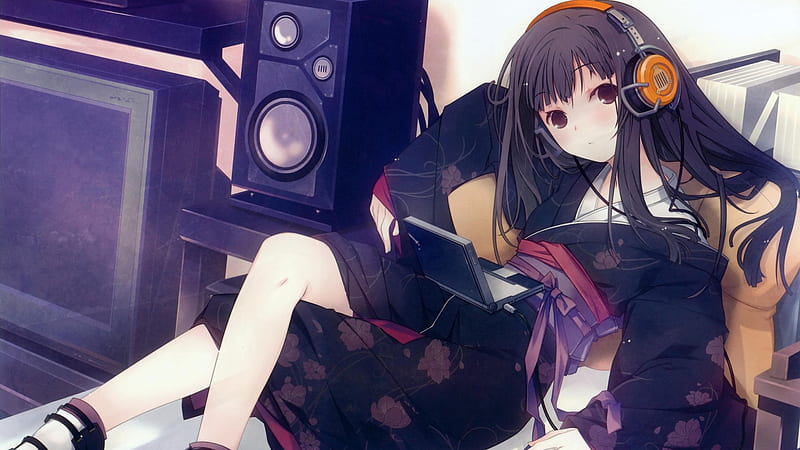 Cute Anime Girl Listening Music Wallpaper Download  MobCup