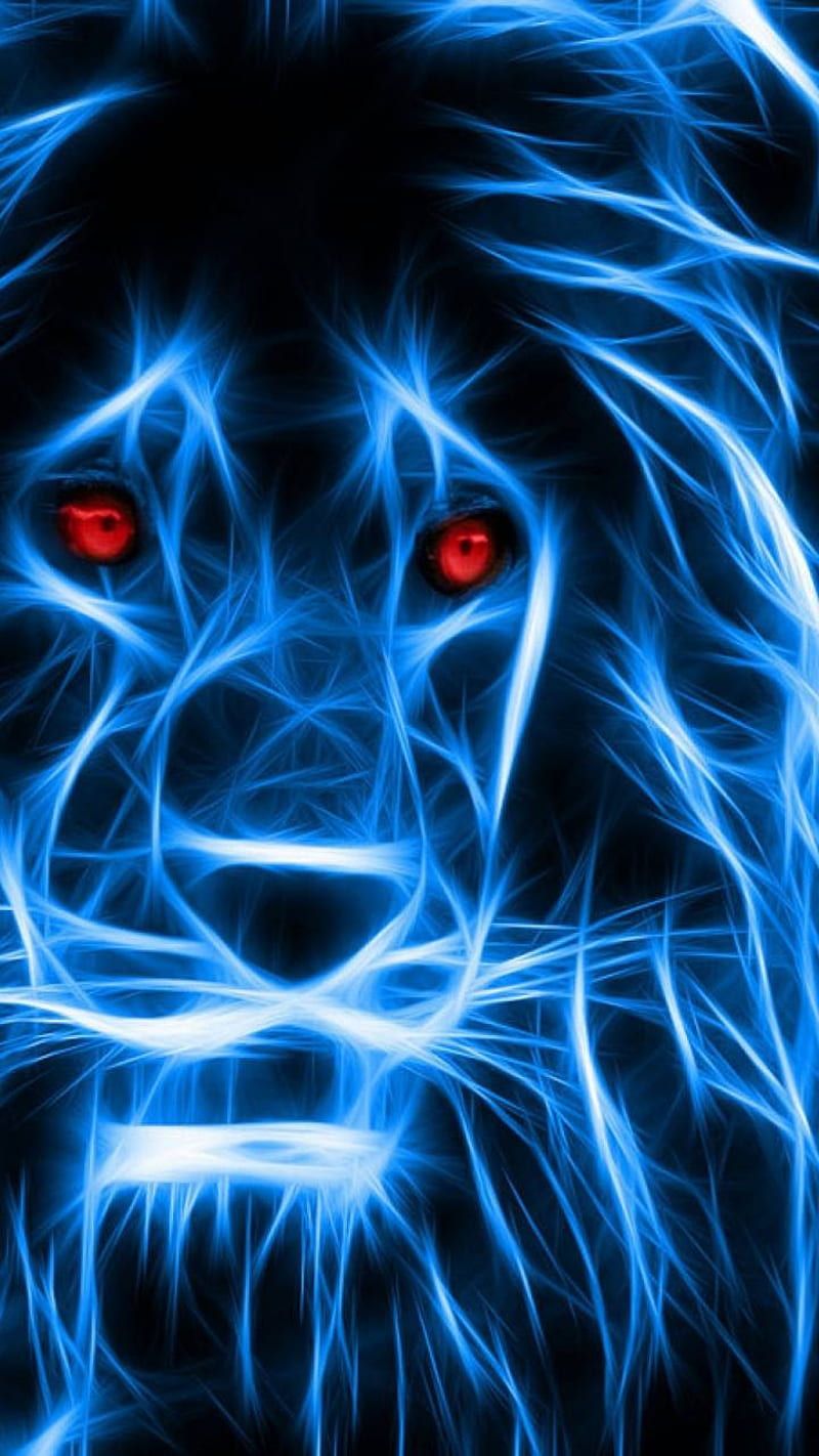 lion, neon, HD phone wallpaper