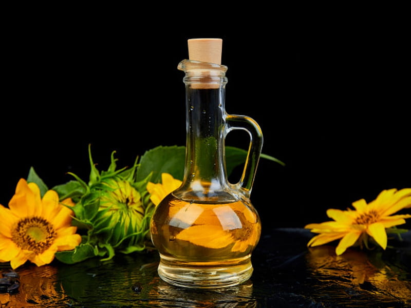 Sunflower oil in glass jar, Sunflowers, Oil, Bottle, Flowers, HD wallpaper