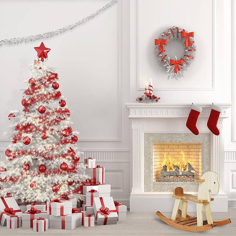 High Key Christmas Backdrop, Background or Banners, Christmas Living Room, HD phone wallpaper