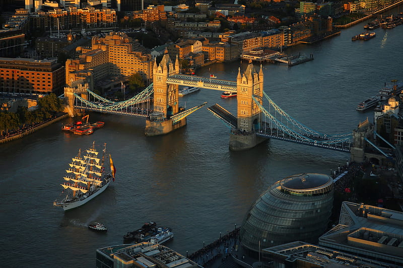 Bridges, Tower Bridge, Boat, Bridge, Building, England, London, Thames, HD wallpaper