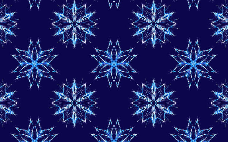 blue snowflakes background snowflakes pattern, winter backgrounds, snowflakes, abstract snowflakes, HD wallpaper